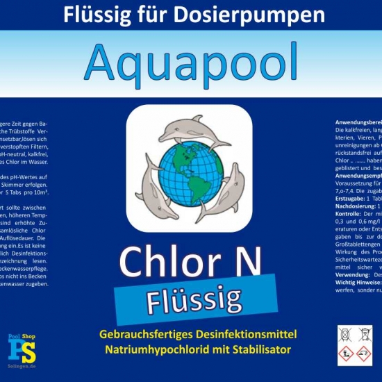 Chlor flüssig ist ein Schwimmbadwasser Desinfektionsmittel mit einem Aktivchlor Anteil von ca.13%