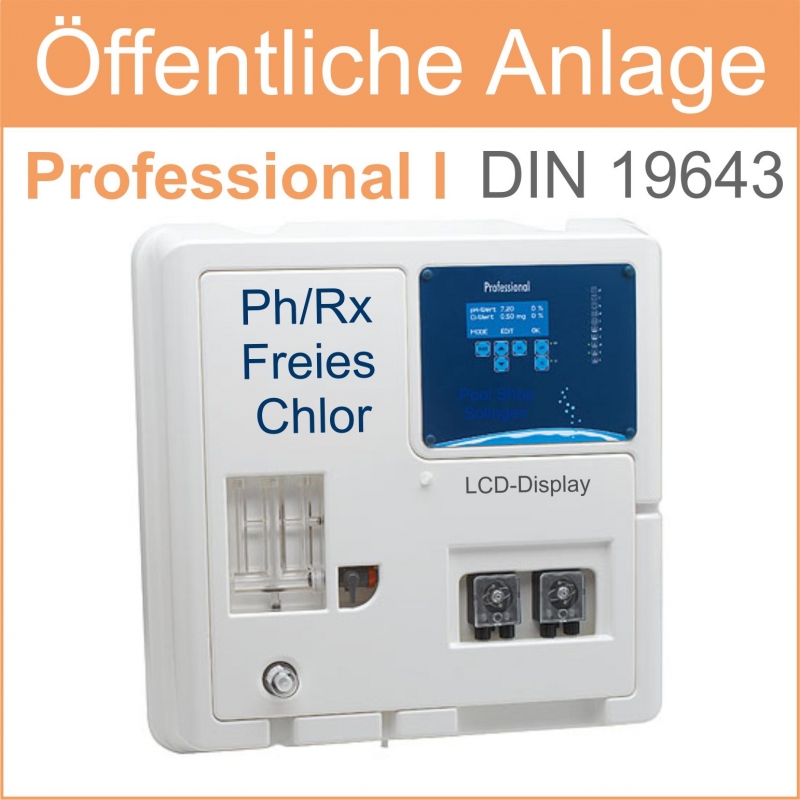 Professional I nach DIN 19643, pH-Wert, Redox, freies Chlor.