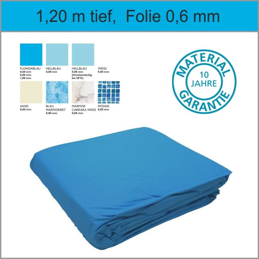 Ersatzinnenhülle Achtformbecken 1.20 m tief Folie 0.6 mm blau
